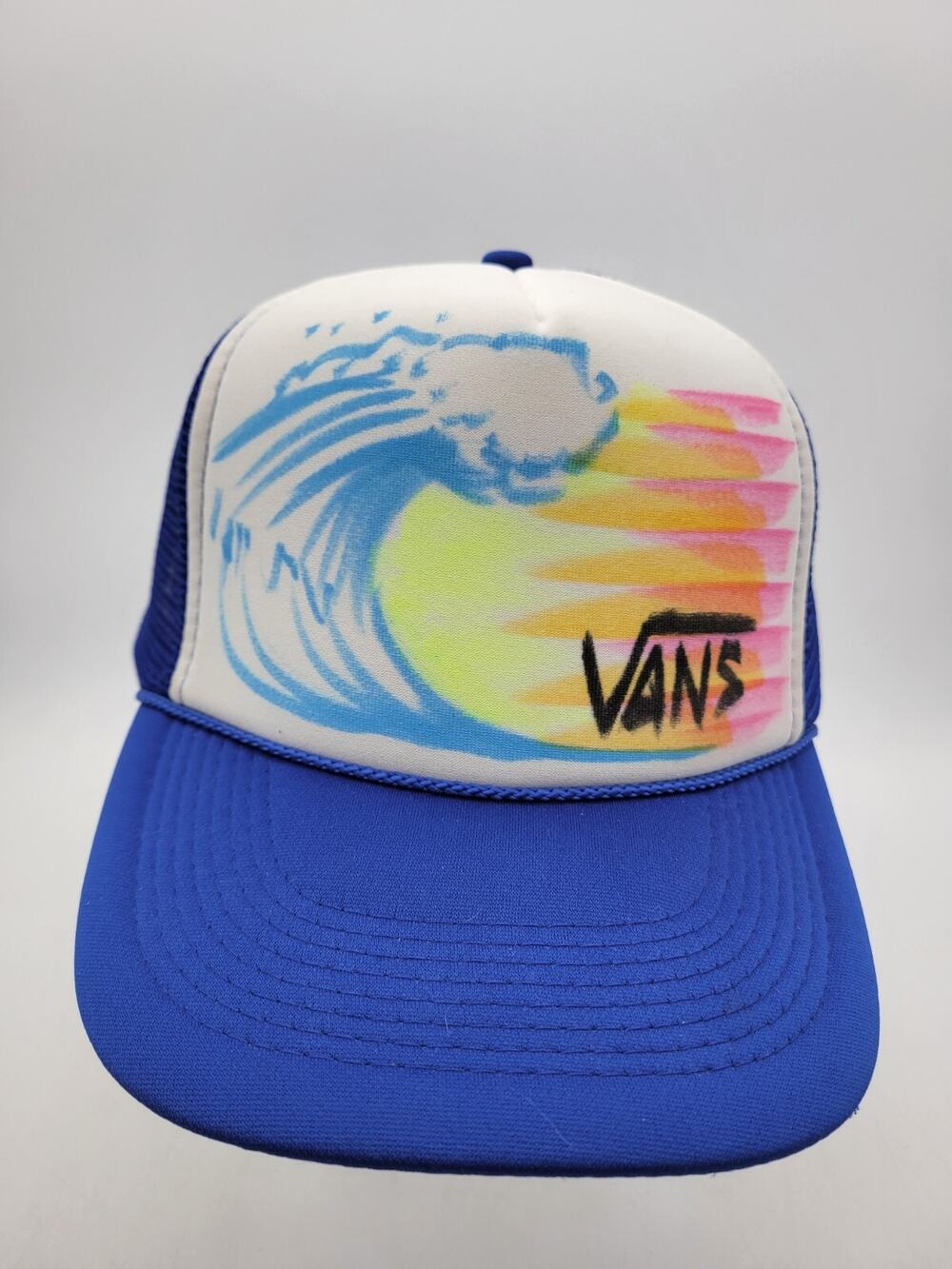 VANS Trucker Hat OTTO Mesh Blue Surf wave sunset Snap Back signed @NickSawyers